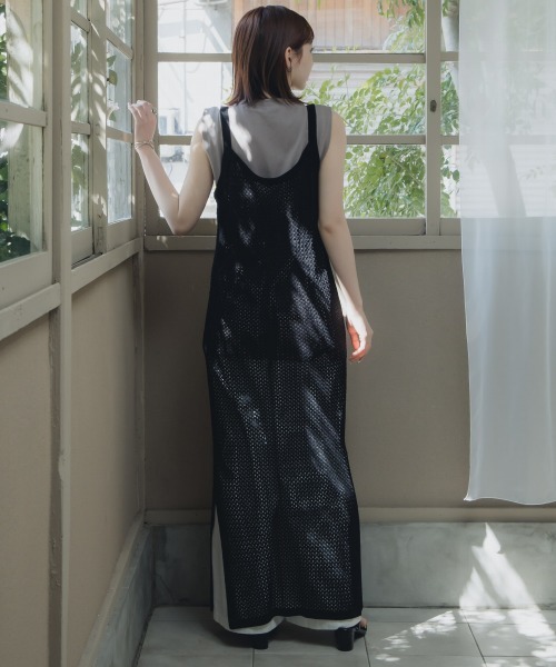 slattgir（スラットジール） ワンピース 夏 高身長 メッシュ編キャミ