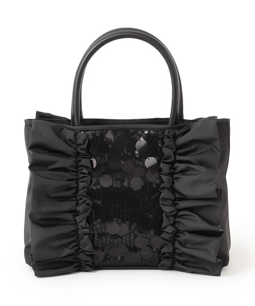 黒 ビーズ フリル パーティーバッグ TO BE CHIC 黒 ビーズ フリル パーティーバッグ TO BE CHIC