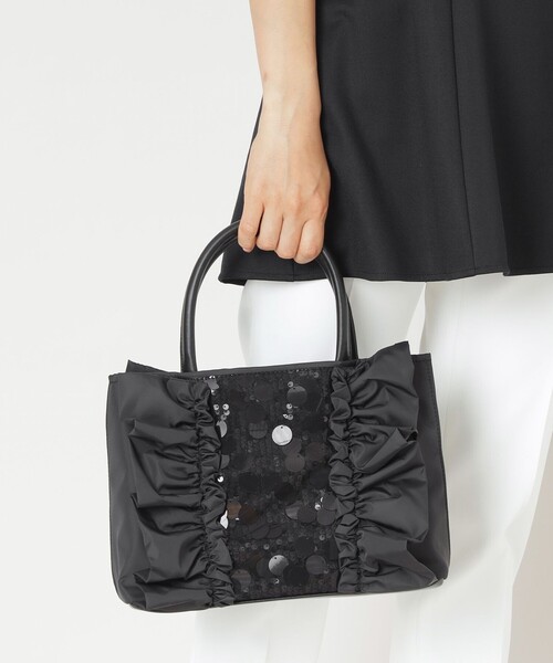黒 ビーズ フリル パーティーバッグ TO BE CHIC