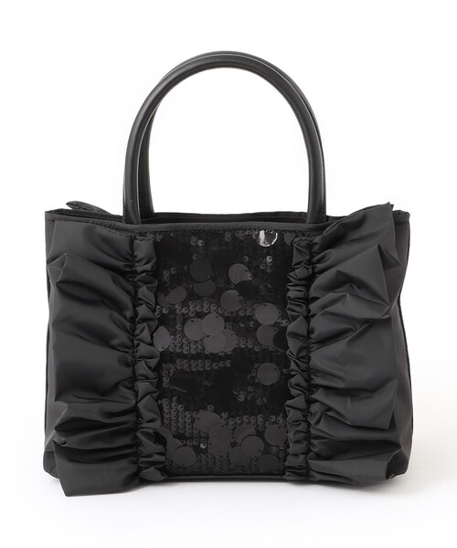 新品　TO BE CHIC フリルトートバック　黒　送料込み TO BE CHIC（トゥー ビー シック） トートバッグ スパンコールコンビ