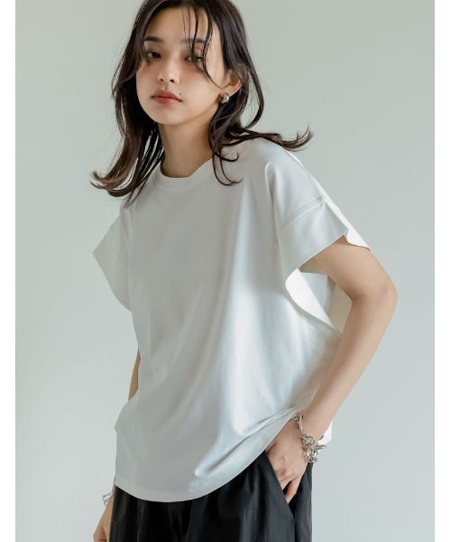 Re:EDIT（リエディ） tシャツ 半袖 「二の腕カバー」鹿の子フレンチ
