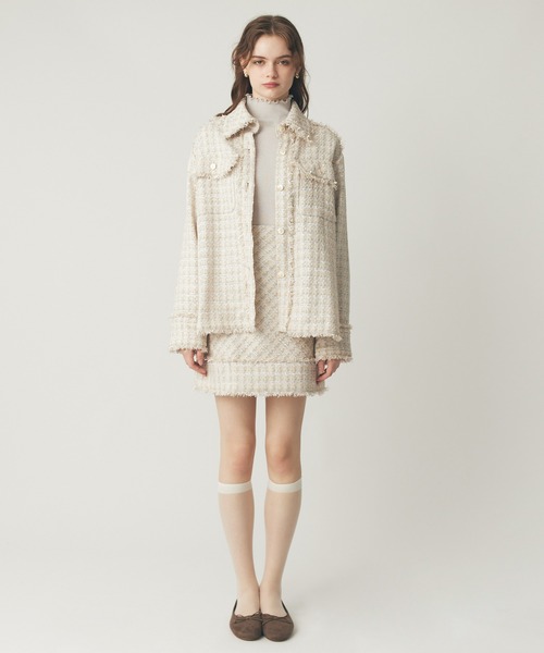 DEICY（デイシー） コート アウター ラメmixツイードフリンジ