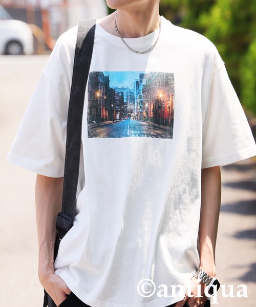 antiqua（アンティカ） tシャツ ロゴフォトプリントTシャツ レディース