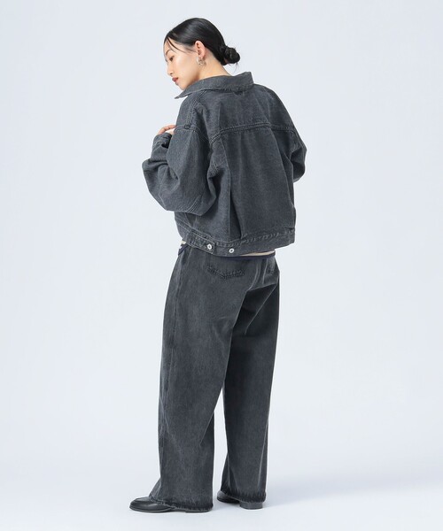   ダークグレー クロップドデニムジャケット BEAMS HEART（ビームス ハート） デニムジャケット gジャン クロップド