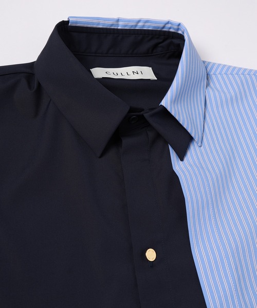 CULLNI シャツ Stripe Asymmetrical Layered Shirt メンズ