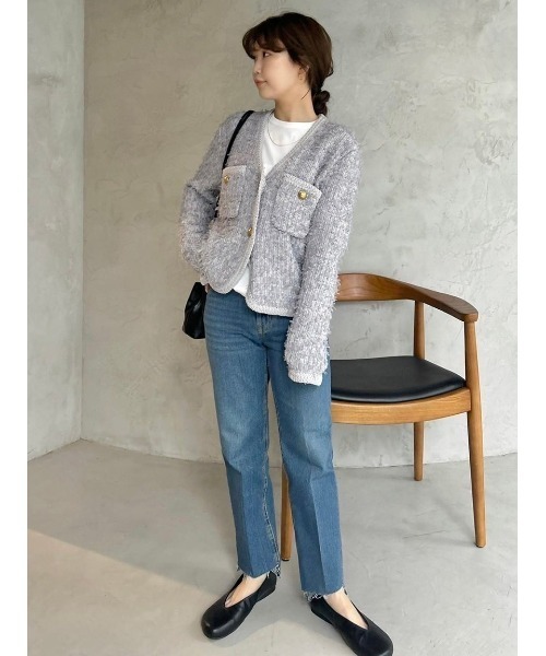 Mila Owen Vネックカーディガン ベージュ 未使用 ☆美品☆Mila Owen リネン混Vネックカーディガン モカベージュ FREE