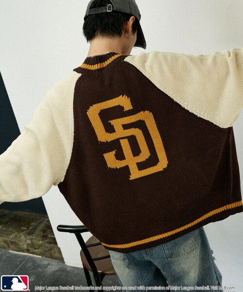 カーディガン MLB/メジャーリーグベースボール 別注 ZIP KNIT CARDIGANT/ジップニットカーディガン(限定展開) メンズ レディース | MLB