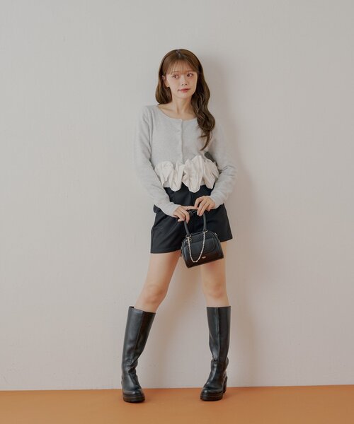 Chico（チコ） カーディガン ねじりフリルデザインラメシャギー