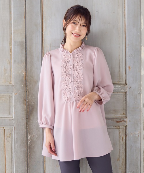 美品 大きいサイズ ローズティアラ ドット柄 リボン シフォン