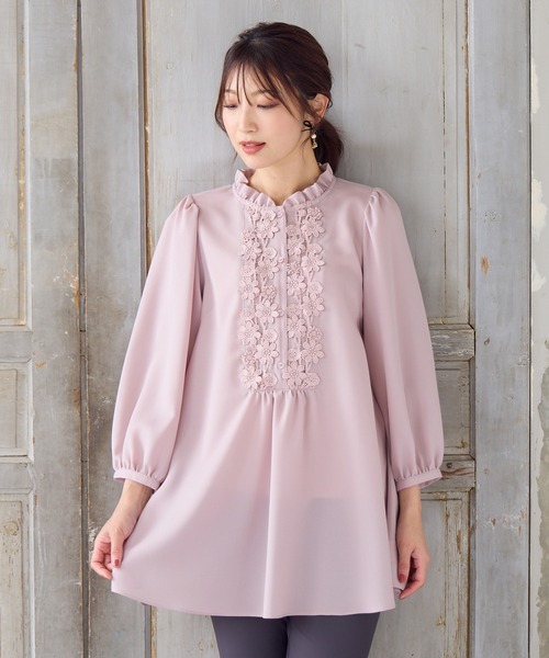 55 ローズティアラ Rosetiara 花柄 総柄 ボウタイ ブラウス シャツ Rose Tiara（ローズティアラ） ブラウス シャツ ボタニカルフラワー