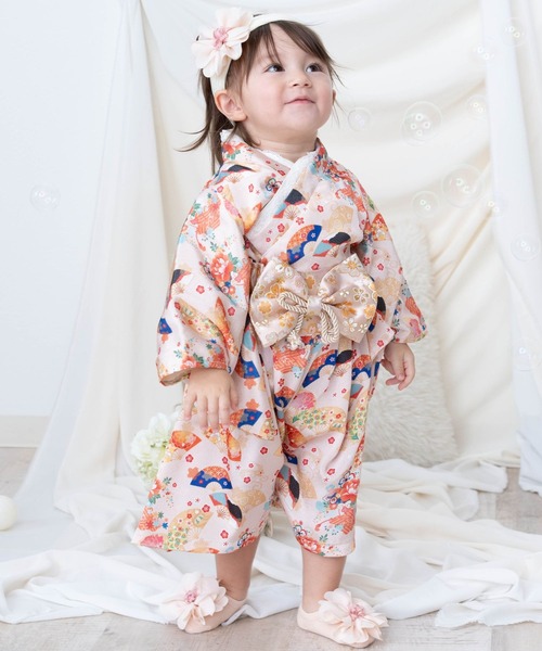 縮緬　子供の着物 SweetMommy（スウィートマミー） 着物 3WAY ちりめん 2ピースベビー