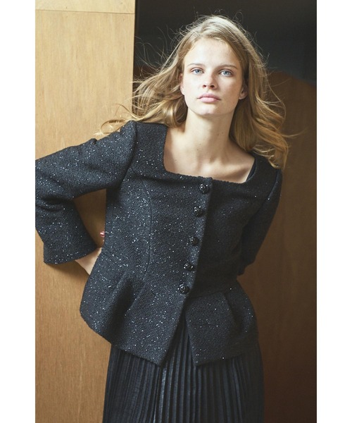ジャケット ノーカラージャケット Camille Tweed Jacket スクエアーペプラムJK レディース_21