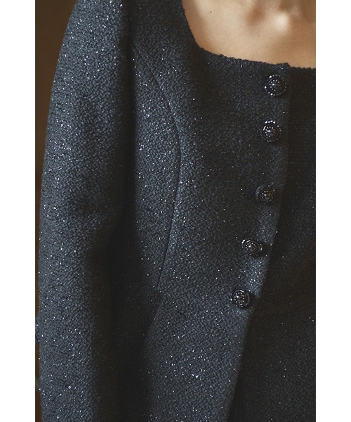 ジャケット ノーカラージャケット Camille Tweed Jacket スクエアーペプラムJK レディース_17