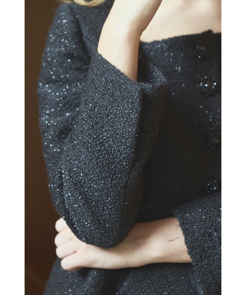ジャケット ノーカラージャケット Camille Tweed Jacket スクエアーペプラムJK レディース_18