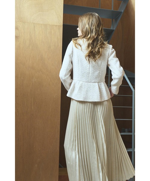 ジャケット ノーカラージャケット Camille Tweed Jacket スクエアーペプラムJK レディース_10