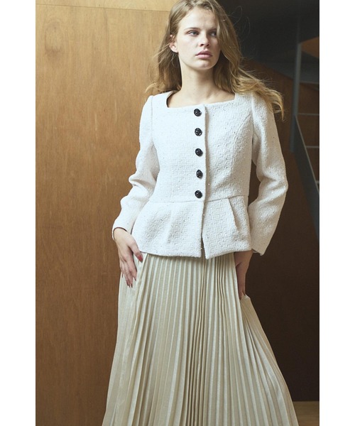 ジャケット ノーカラージャケット Camille Tweed Jacket スクエアーペプラムJK レディース_11