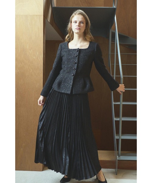 ジャケット ノーカラージャケット Camille Tweed Jacket スクエアーペプラムJK レディース_19