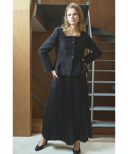 ジャケット ノーカラージャケット Camille Tweed Jacket スクエアーペプラムJK レディース_20