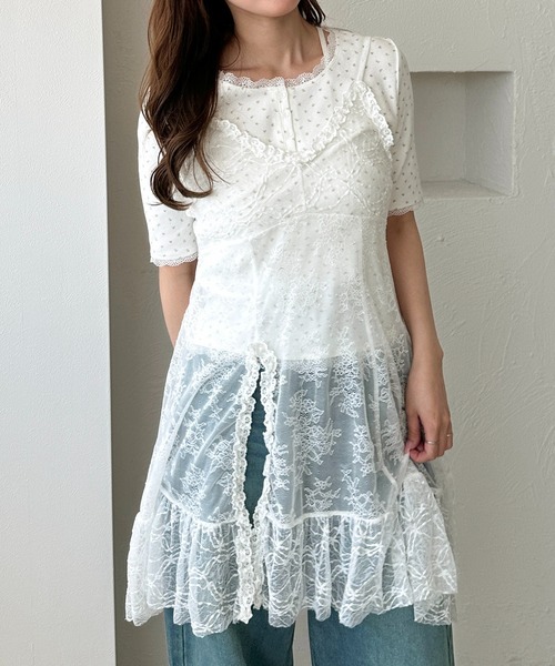 「apres jour clair」 ノースリーブチュニック X-LARGE オフホワイト レディース_画像3