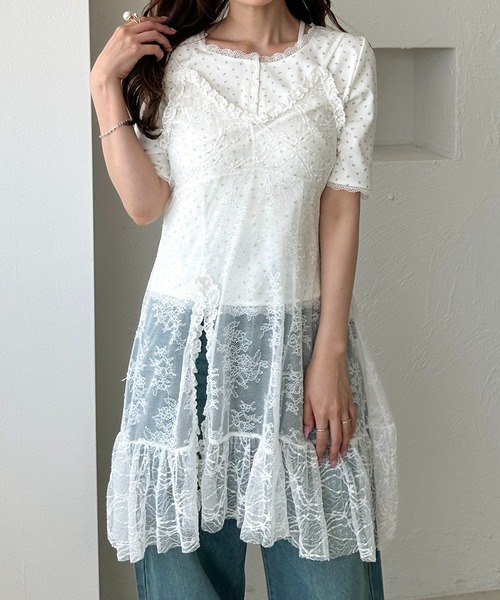 「apres jour clair」 ノースリーブチュニック X-LARGE オフホワイト レディース_画像4