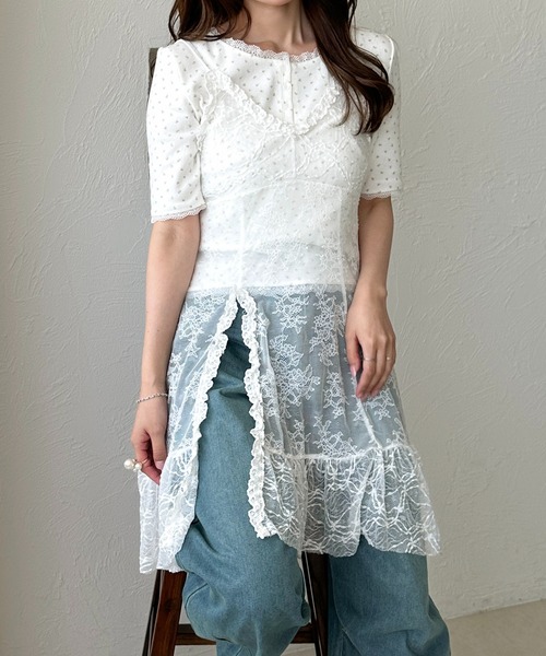 「apres jour clair」 ノースリーブチュニック X-LARGE オフホワイト レディース_画像8