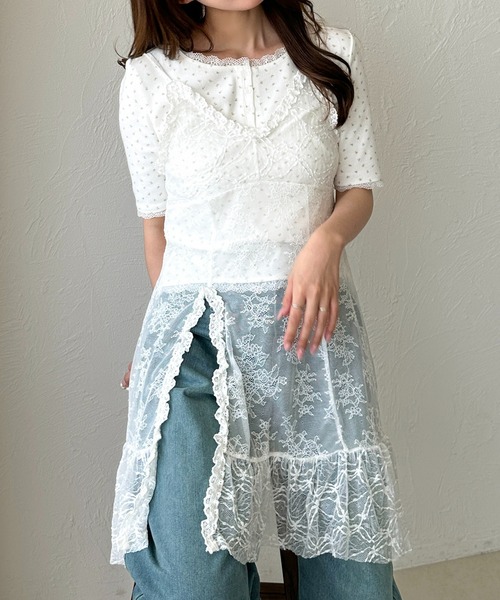 「apres jour clair」 ノースリーブチュニック X-LARGE オフホワイト レディース_画像9