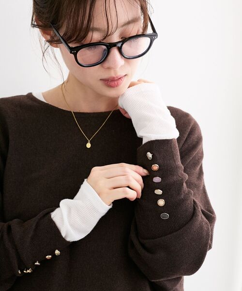 le.coeur blanc ジュエリーボタンニット 38 le.coeur blanc（ルクールブラン） ニット セーター 「手洗い可能