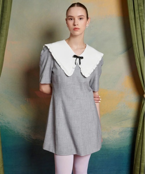 「Sister Jane」 半袖ワンピース S グレー レディース_画像3