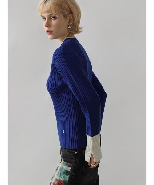ニット セーター BI-COLOR HIGH-NECK RIB KNIT レディース : ZOZOTOWN