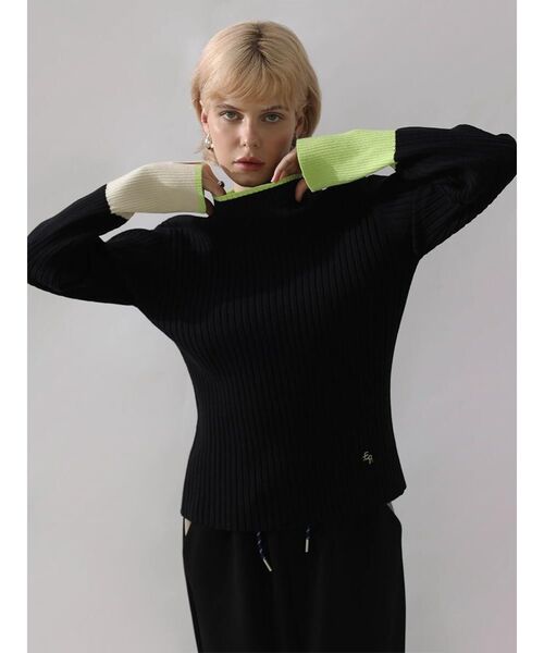 ニット セーター BI-COLOR HIGH-NECK RIB KNIT レディース : ZOZOTOWN