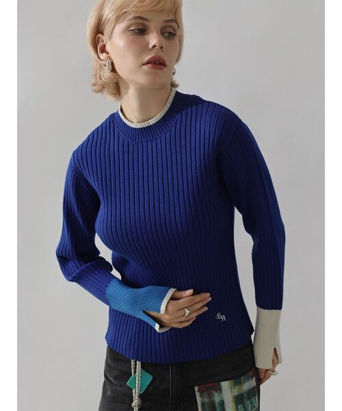 ニット セーター BI-COLOR HIGH-NECK RIB KNIT レディース : ZOZOTOWN