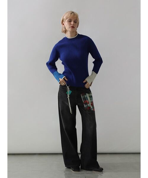 ニット セーター BI-COLOR HIGH-NECK RIB KNIT レディース : ZOZOTOWN