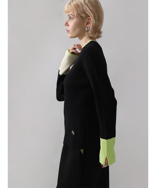 ニット セーター BI-COLOR HIGH-NECK RIB KNIT レディース : ZOZOTOWN