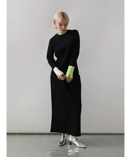 ニット セーター BI-COLOR HIGH-NECK RIB KNIT レディース : ZOZOTOWN