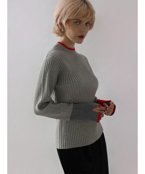ニット セーター BI-COLOR HIGH-NECK RIB KNIT レディース : ZOZOTOWN