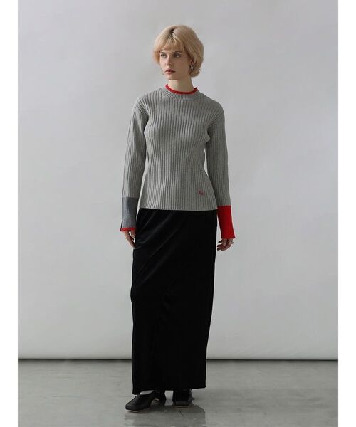 ニット セーター BI-COLOR HIGH-NECK RIB KNIT レディース : ZOZOTOWN