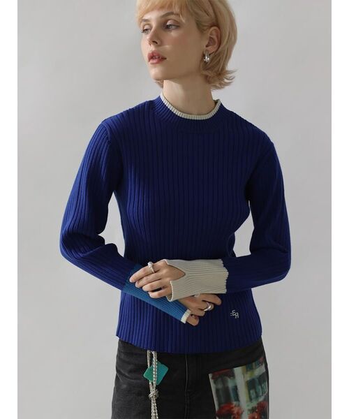 ニット セーター BI-COLOR HIGH-NECK RIB KNIT レディース : ZOZOTOWN