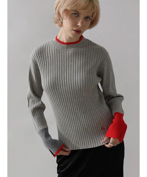 ニット セーター BI-COLOR HIGH-NECK RIB KNIT レディース : ZOZOTOWN