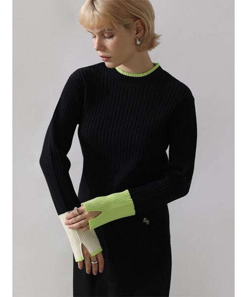 ニット セーター BI-COLOR HIGH-NECK RIB KNIT レディース : ZOZOTOWN
