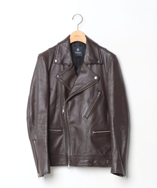 NANO universe（ナノ・ユニバース） レザーブルゾン S ブラウン メンズ