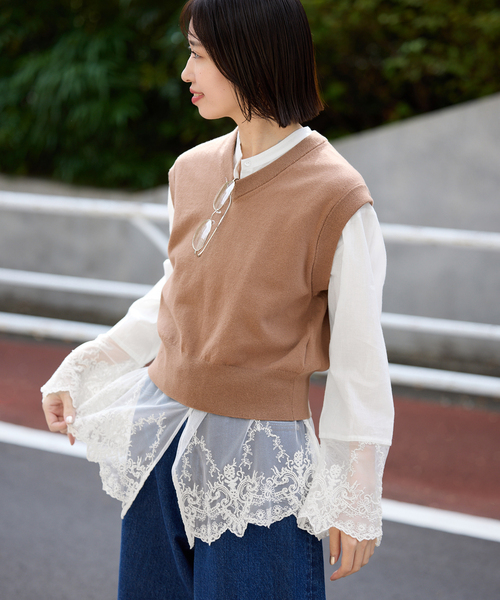 SLOBE IENA（スローブイエナ） ブラウス シャツ チュールレース