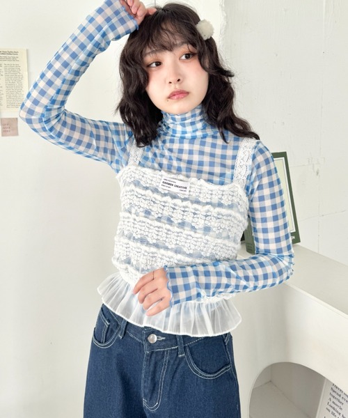 チェック柄 ハイネック トップス 楽天市場】ハイネック（柄チェック）（トップス｜レディース