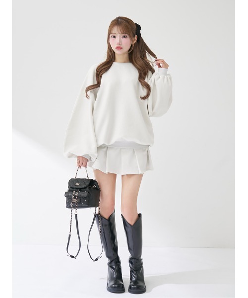 Darich ホワイトオーバーサイズスウェット Darich（ダーリッチ） トレーナー スウェット カラーラメスウェット