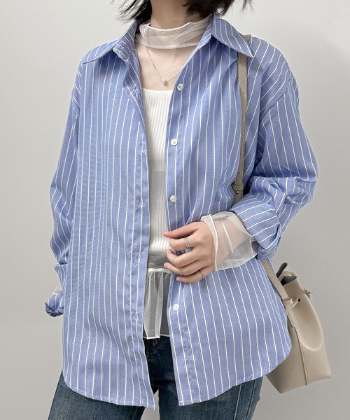 aimoha（アイモハ） ブラウス シャツ ストライプ オーバーサイズシャツ 