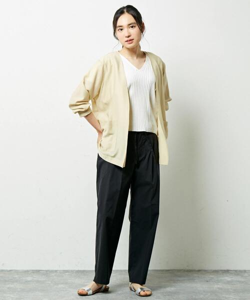 「MELROSE claire」 ノーカラージャケット FREE カーキ レディース_画像3