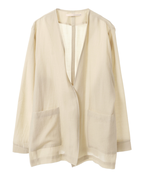 「MELROSE claire」 ノーカラージャケット FREE カーキ レディース_画像5