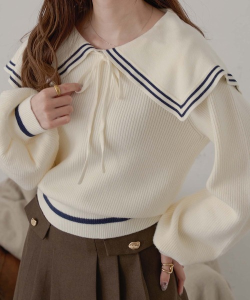 「Ambre Neige」 長袖ニット FREE アイボリー レディース_画像6