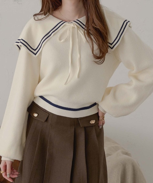 「Ambre Neige」 長袖ニット FREE アイボリー レディース_画像7