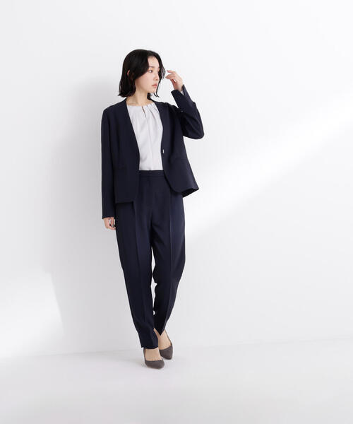 【美品】NATURAL BEAUTY BASIC ノーカラースーツセットアップ NATURAL BEAUTY BASIC（ナチュラルビューティーベーシック