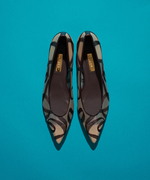 ルタロンGRISE ポインテッドチュールフラットシューズ Le Talon GRISE（ル タロン グリーズ） シューズ GRISEポインテッド